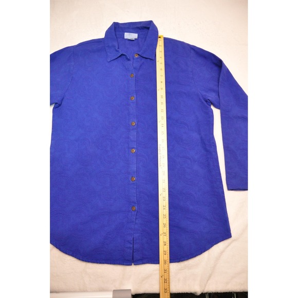 Eucalyptus Shirt Mens Medium Blue Paisley Button Up Long Sleeve Guatemala Boho - Picture 10 of 11